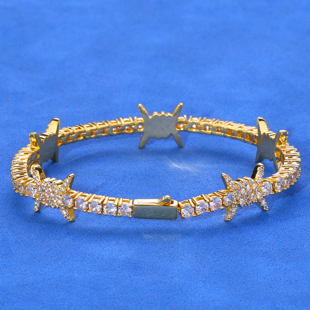 Starburst CZ Tennis Hip Hop Bracelet with Copper Base - CHA275 product image