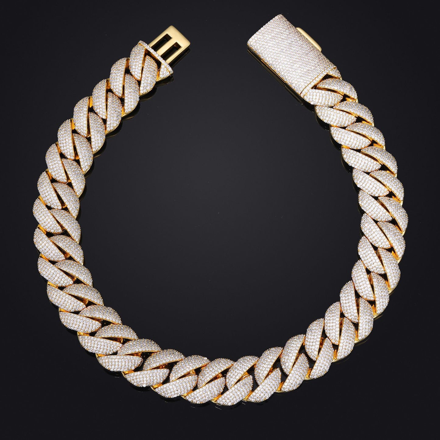 Iced Out Cuban Link Chain Necklace for Men and Women - Gold Color Copper Chain with Cubic Zirconia product image