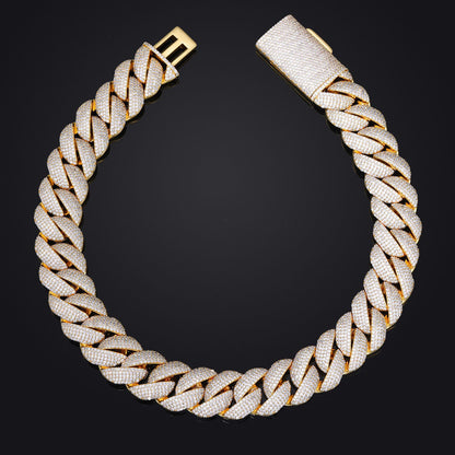 Iced Out Cuban Link Chain Necklace for Men and Women - Gold Color Copper Chain with Cubic Zirconia