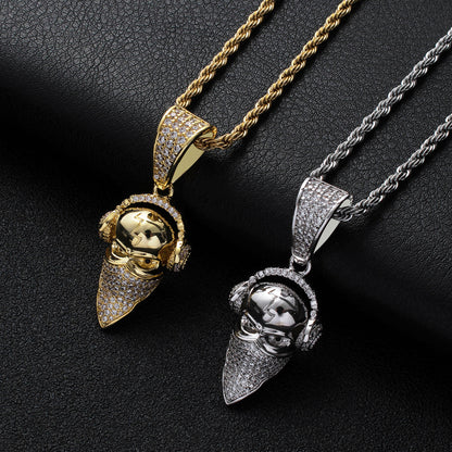 Vintage Punk Skull Copper Pendant Necklace for Men and Women