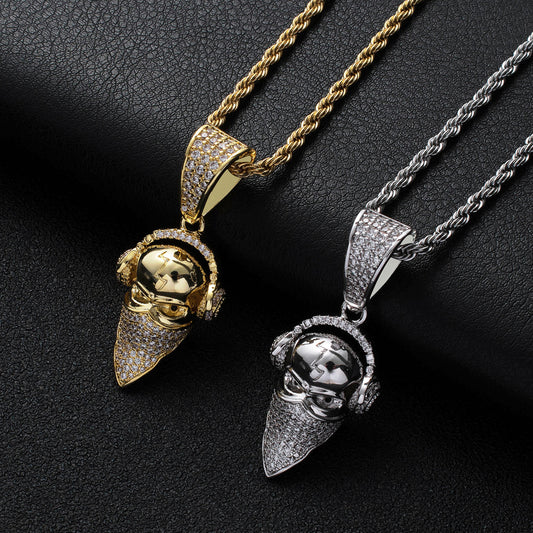 Vintage Punk Skull Copper Pendant Necklace for Men and Women