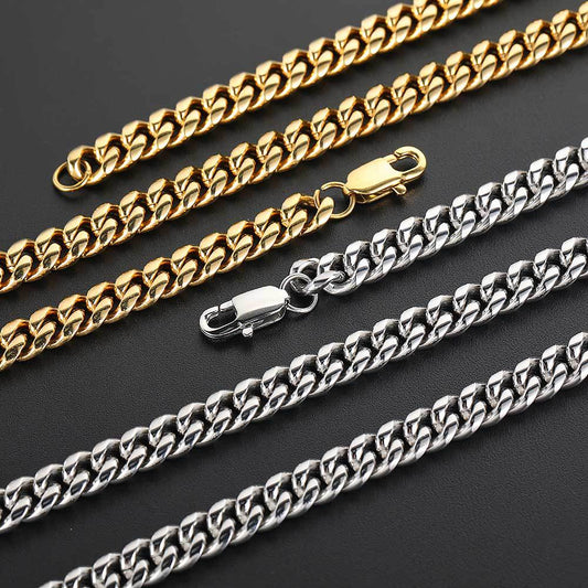 4-9 mm Polished Cuban Stainless steel Necklace - CHA026 product image