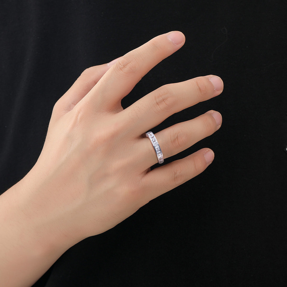 Iced Zircon Band Ring for Men and Women - Geometric Hip Hop Style Finger Ring, Sizes 7-10 product image