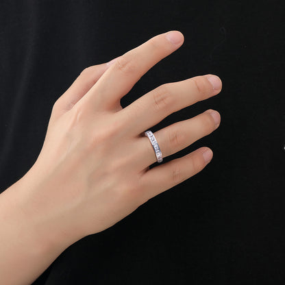 Iced Zircon Band Ring for Men and Women - Geometric Hip Hop Style Finger Ring, Sizes 7-10