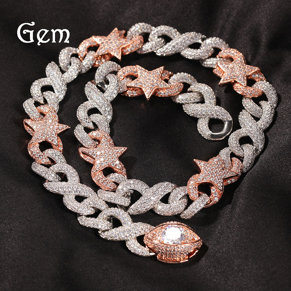 Iced Evil Eye Cuban Link Necklace with Cubic Zirconia Pendant for Women & Men product image