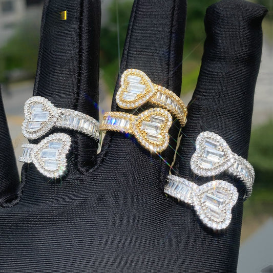 Iced Heart Wrap Ring