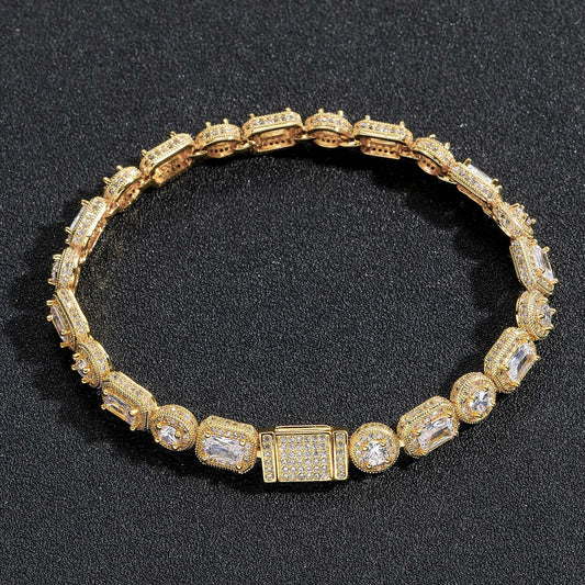 Hip Hop Light Luxury Iced Link Cubic Zirconia Bracelet for Men