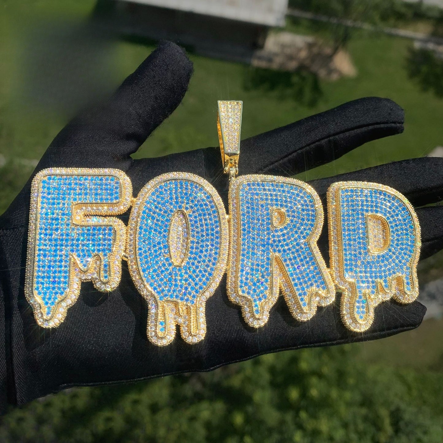 Iced Out Letter Pendant Necklace