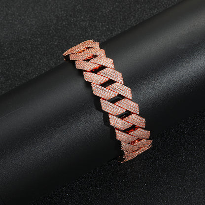 Hip Hop Diamond Shape Cuban Link Cubic Zirconia Bracelet for Men