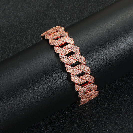 Hip Hop Diamond Shape Cuban Link Cubic Zirconia Bracelet for Men