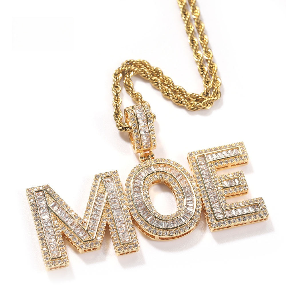 Gold-tone MOE custom block pendant product image