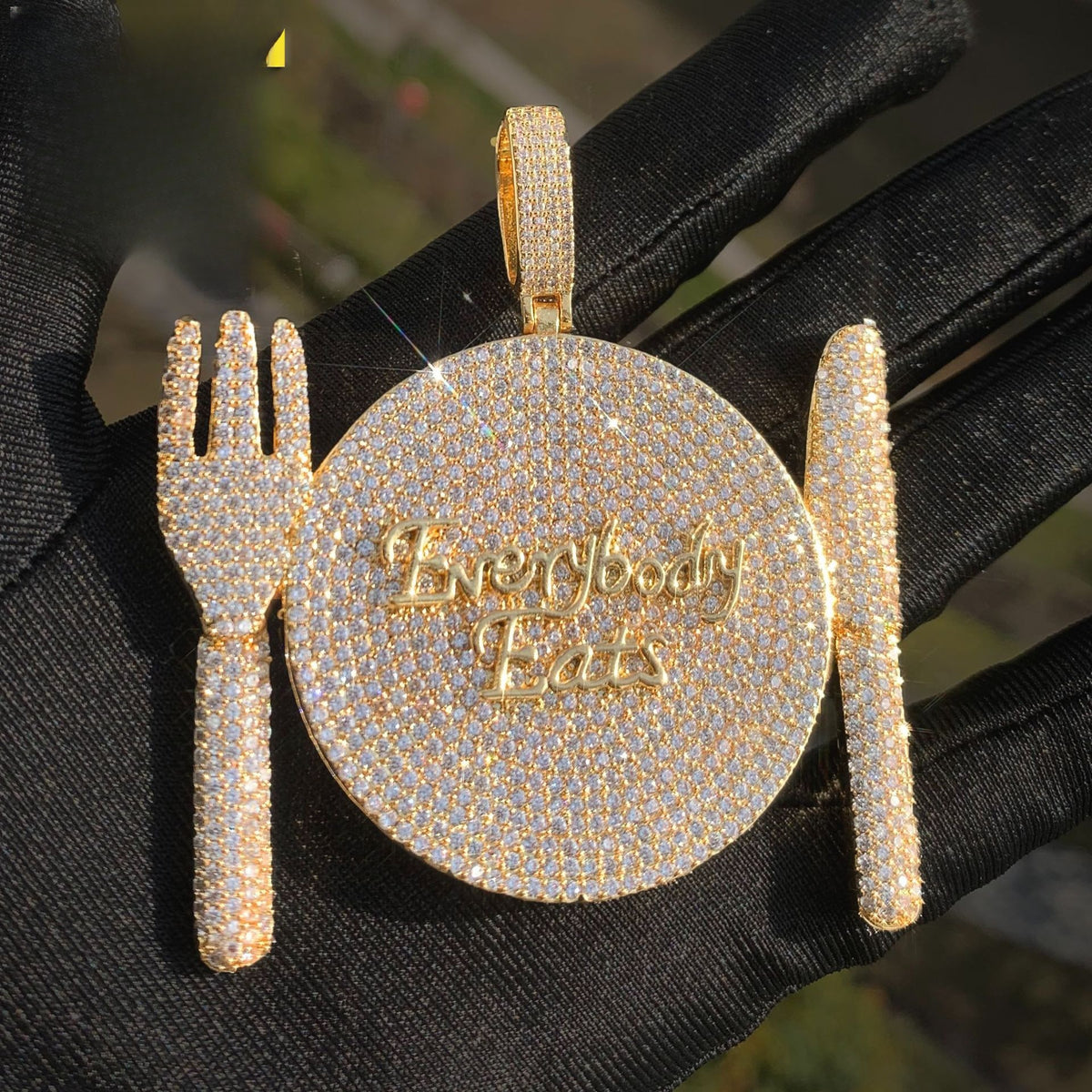 Iced Out Dinner Plate Pendant Necklace product image