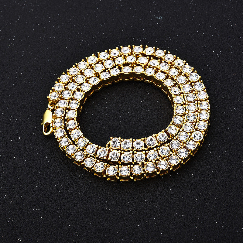 Hip Hop Tennis Chain Alloy Necklace for Men