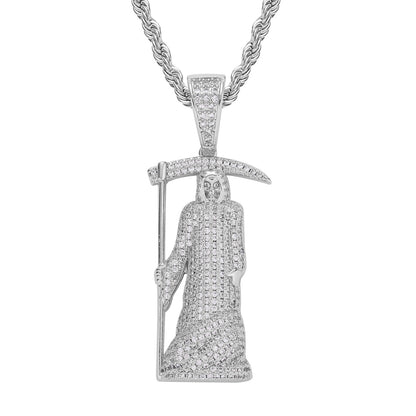 Hip Hop Skull Cubic Zirconia Pendant Necklace for Men and Women