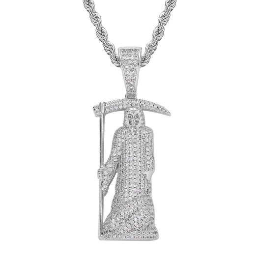 Hip Hop Skull Cubic Zirconia Pendant Necklace for Men and Women