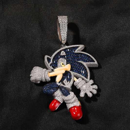 Cartoon Character Pendant Necklace with Cubic Zirconia Iced Twist Chain for Women
