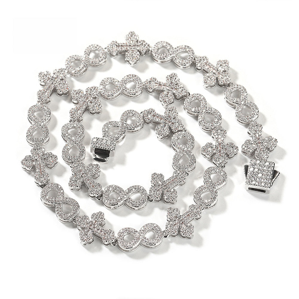 Iced Cross & Infinity Cubic Zirconia Chain Necklace for Women and Men product image