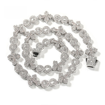 Iced Cross & Infinity Cubic Zirconia Chain Necklace for Women and Men