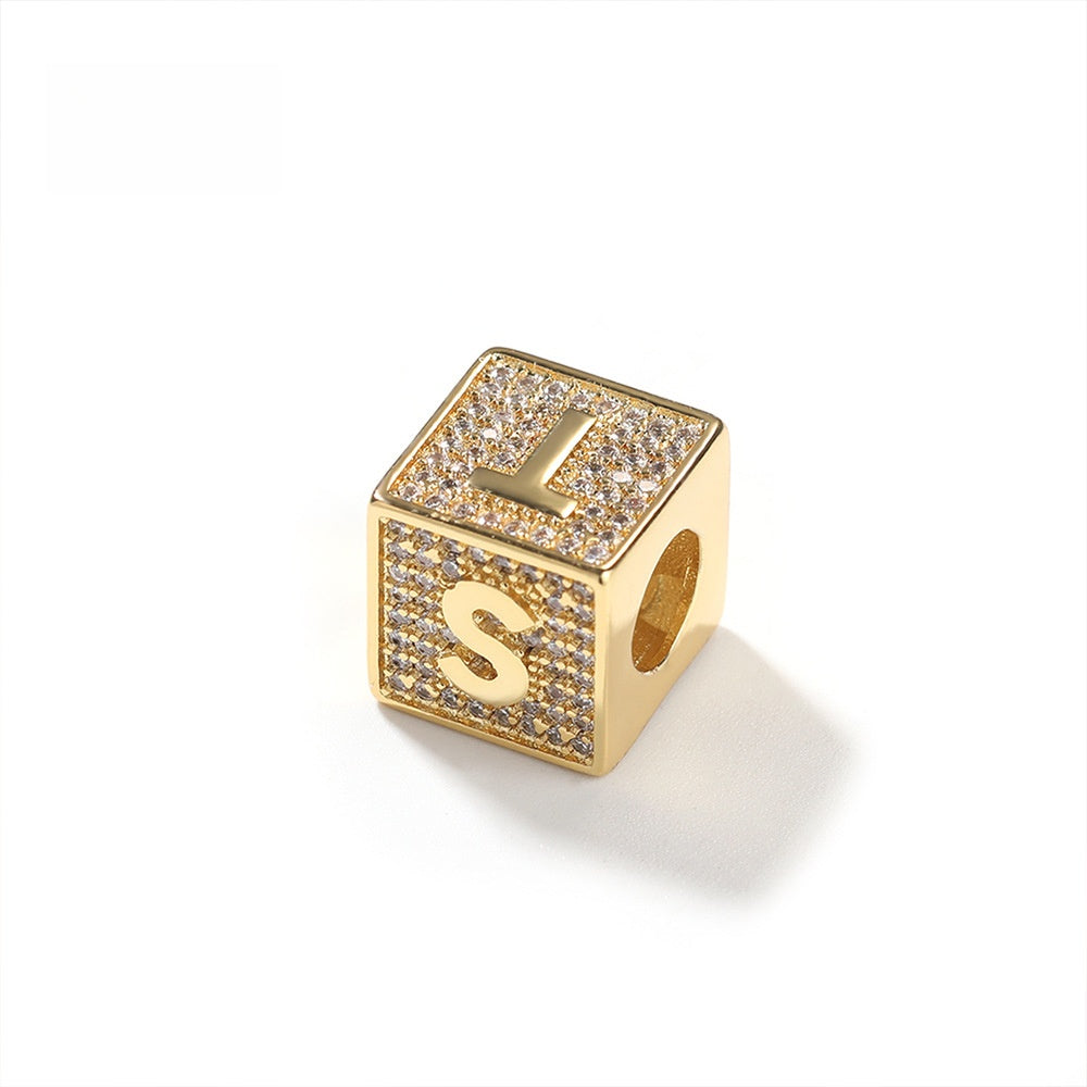 Iced Letter Cube Pendant Necklace for Men - Gold or Silver Tone Hip Hop Chain Necklace with Cubic Zirconia