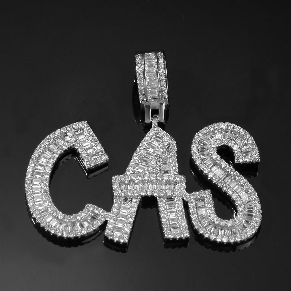Custom Iced Out Letter Pendant Necklace for Women & Men - Gold or Silver Color Cubic Zirconia Name Charm Chain