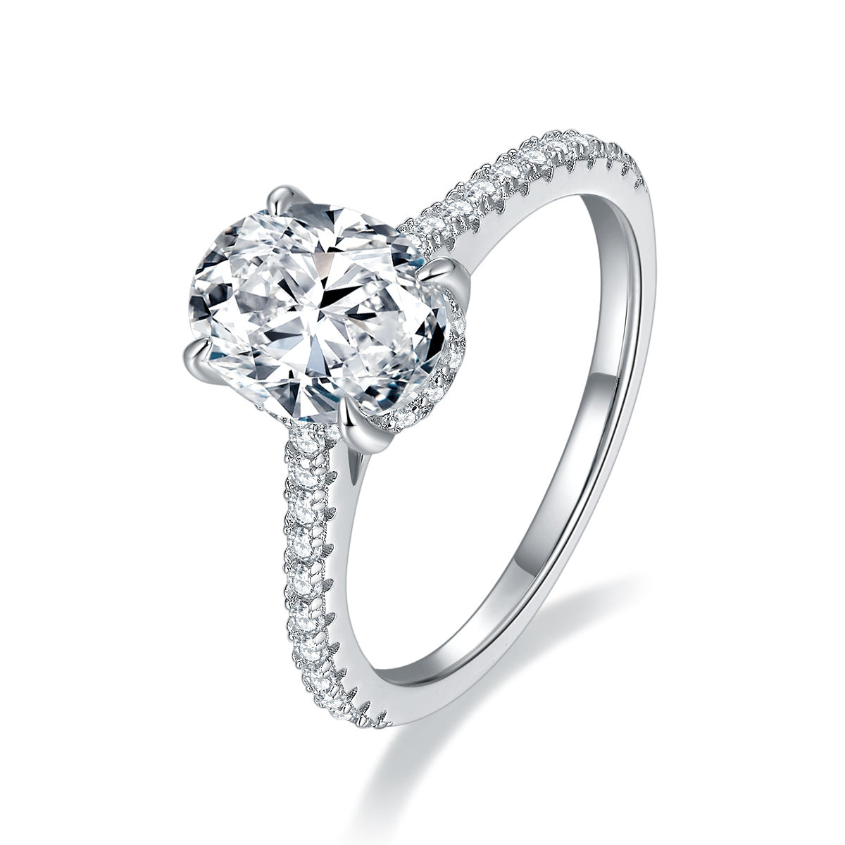 2 Carat Oval Moissanite Ring in 925 Silver, Pav�� Engagement Style product image