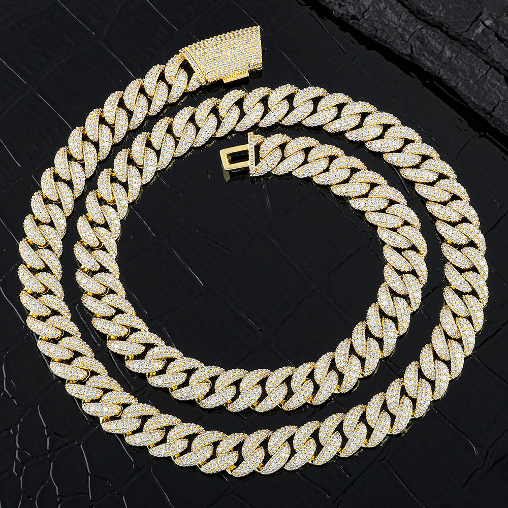 12 mm Iced Cuban Hip Hop Necklace with Cubic Zirconia on a Copper Base - CHA433 product image