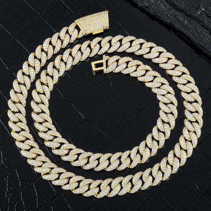 12 mm Iced Cuban Hip Hop Necklace with Cubic Zirconia on a Copper Base - CHA433
