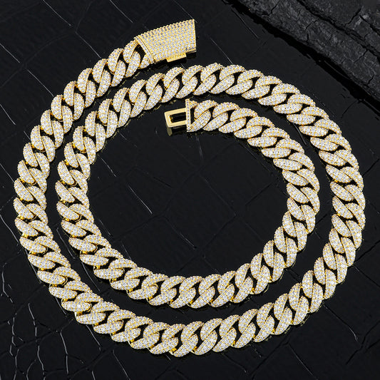 12 mm Iced Cuban Hip Hop Necklace with Cubic Zirconia on a Copper Base - CHA433 product image