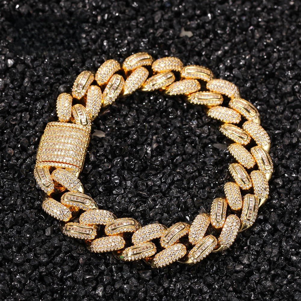 Iced Out Cuban Link Bracelet for Women & Men - Gold Plated or Silver Plated Cubic Zirconia Chain Bracelet, 7 Inch / 8 Inch Statement Jewelry