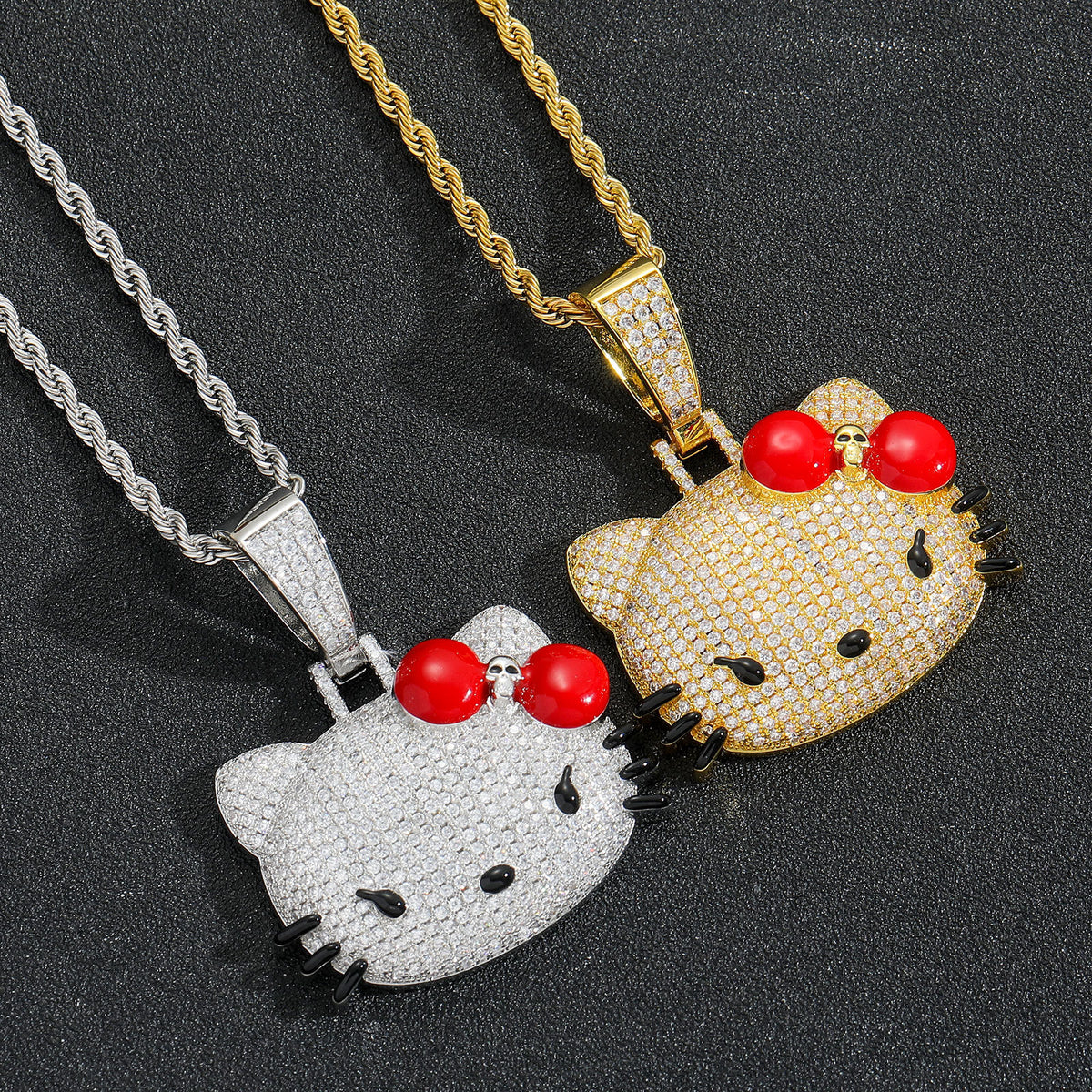 Hip Hop Minimalist Cat Copper Pendant Necklace for Men and Women product image