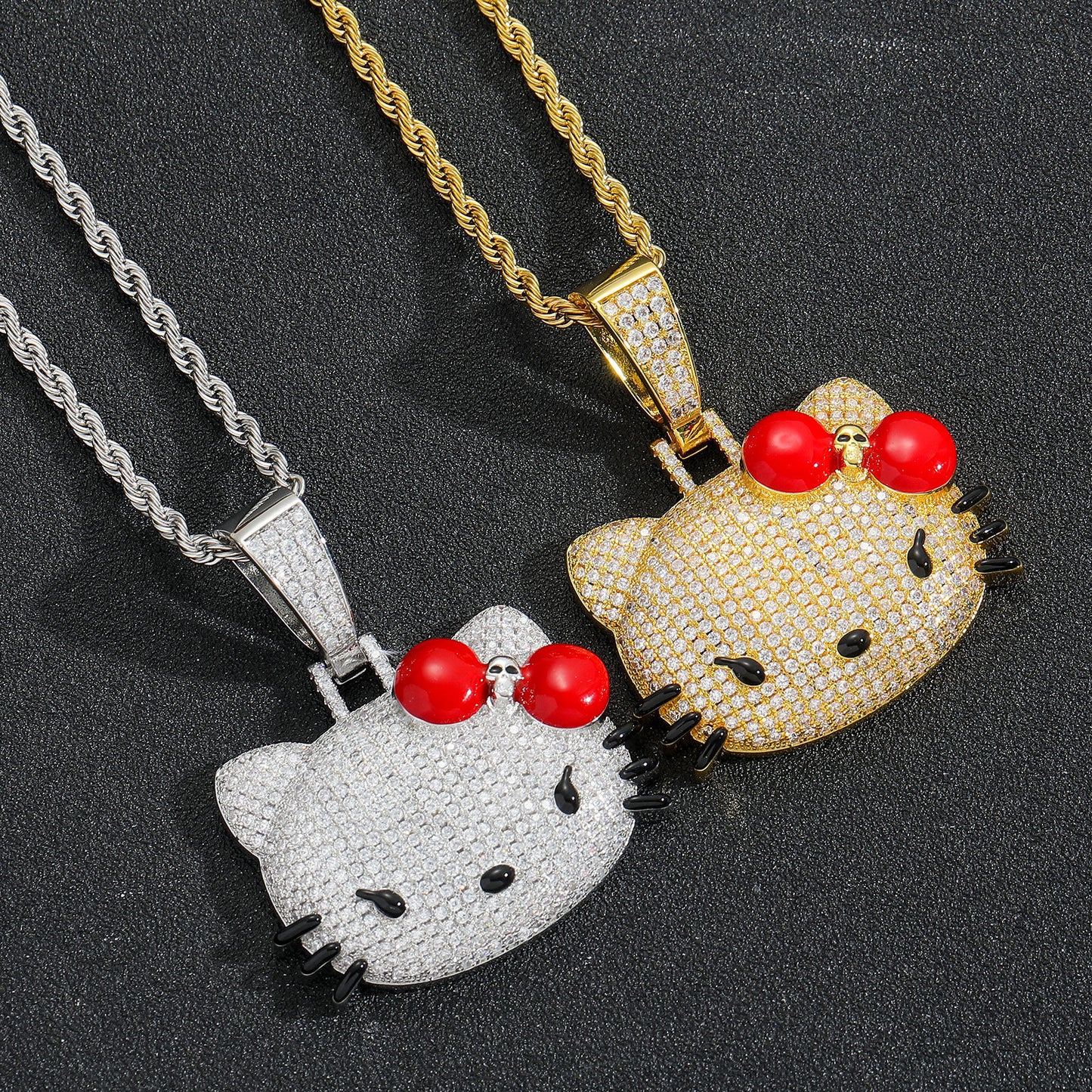Hip Hop Minimalist Cat Copper Pendant Necklace for Men and Women