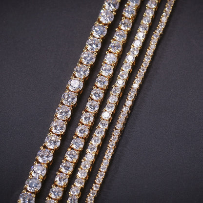 Unisex Round Cubic Zirconia Tennis Bracelet in Gold or Silver Tone – 2mm Chain Bracelet, 7 Inch & 8 Inch