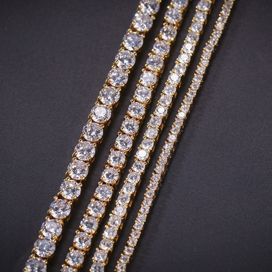 Unisex Round Cubic Zirconia Tennis Bracelet in Gold or Silver Tone – 2mm Chain Bracelet, 7 Inch & 8 Inch
