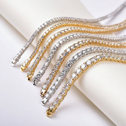Tennis Chain Bracelet with Cubic Zirconia Stones, Unisex Hip Hop Link Bracelet, 2MM-5MM Width Options