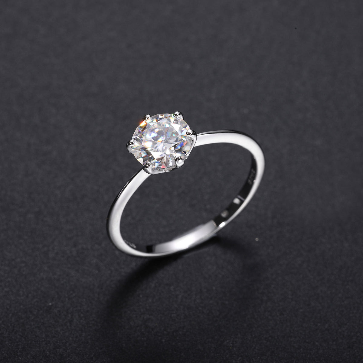 925 Silver Crown Setting Moissanite Ring for Women and Men - Minimalist Round Solitaire Statement Ring product image