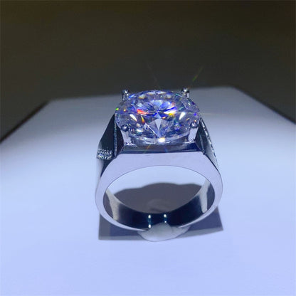 Men’s VVS Moissanite Ring 5 Carat 10 Carat U-Shape Solitaire Statement Ring