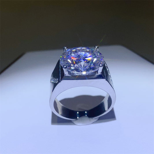 Men’s VVS Moissanite Ring 5 Carat 10 Carat U-Shape Solitaire Statement Ring