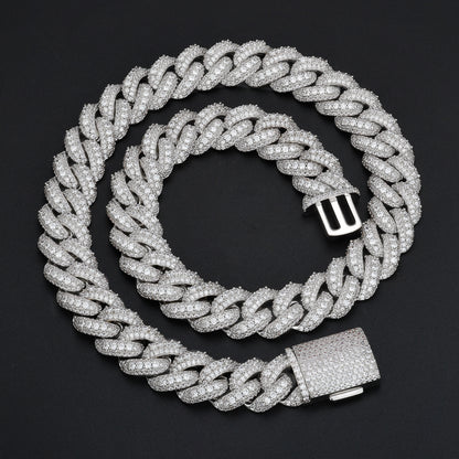 Iced Out Cuban Link Chain Necklace or Bracelet for Men and Women, Cubic Zirconia Hip Hop Jewelry