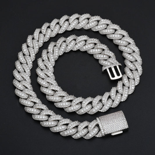 Iced Out Cuban Link Chain Necklace or Bracelet for Men and Women, Cubic Zirconia Hip Hop Jewelry product image