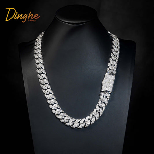 18mm Iced Out Cuban Link Chain Necklace and Bracelet, Unisex Zirconia Hip Hop Jewelry