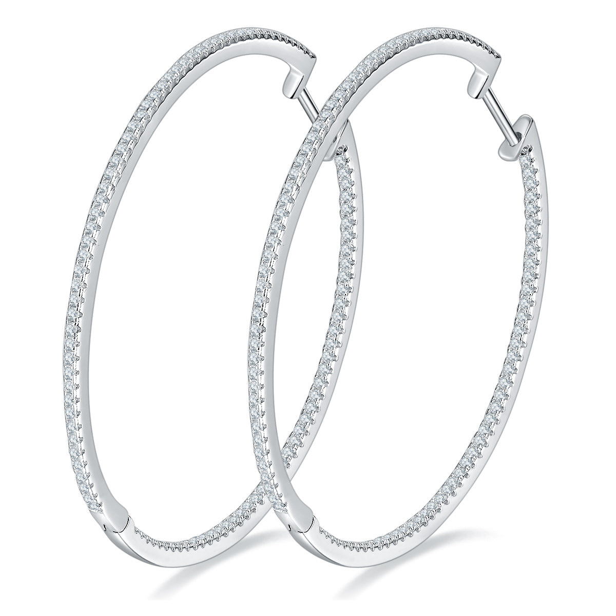 Large 50mm Pavé Hoop Earrings for Women, Round Crystal Hoops product image