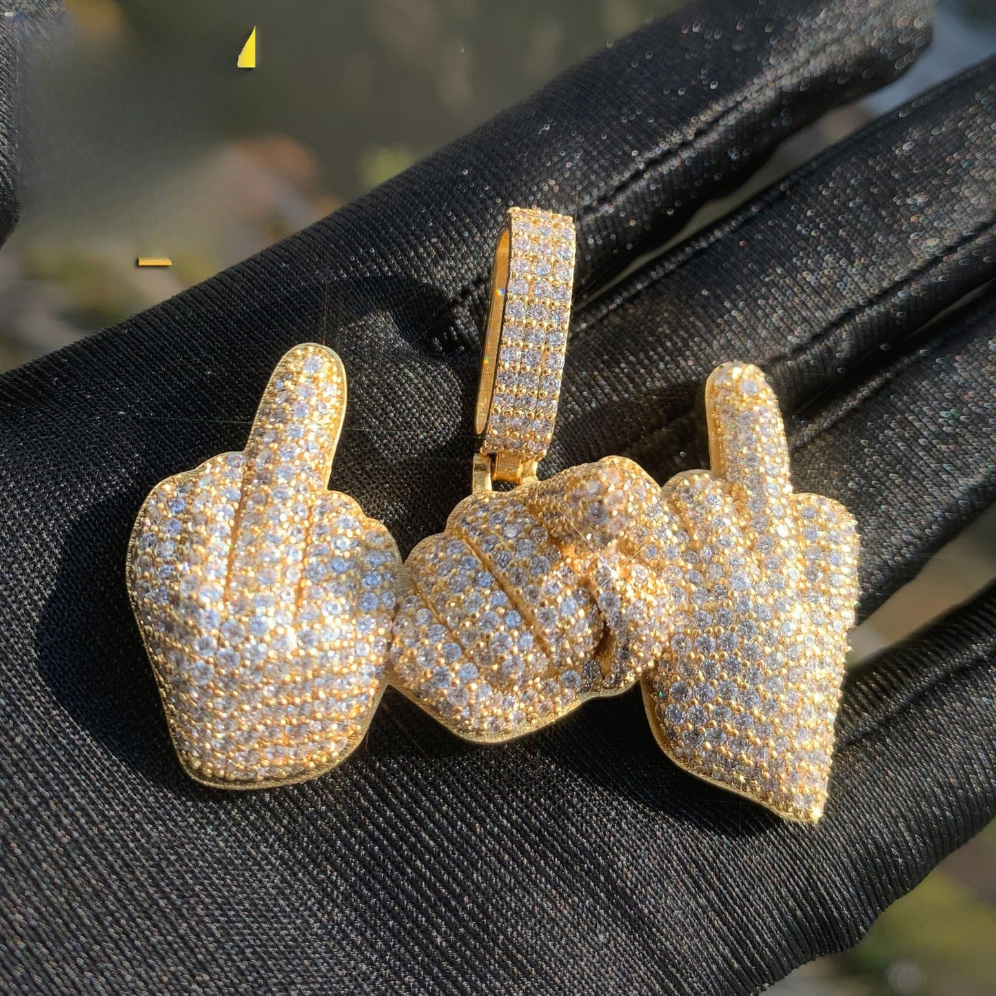 Iced Out Gesture Pendant Necklace
