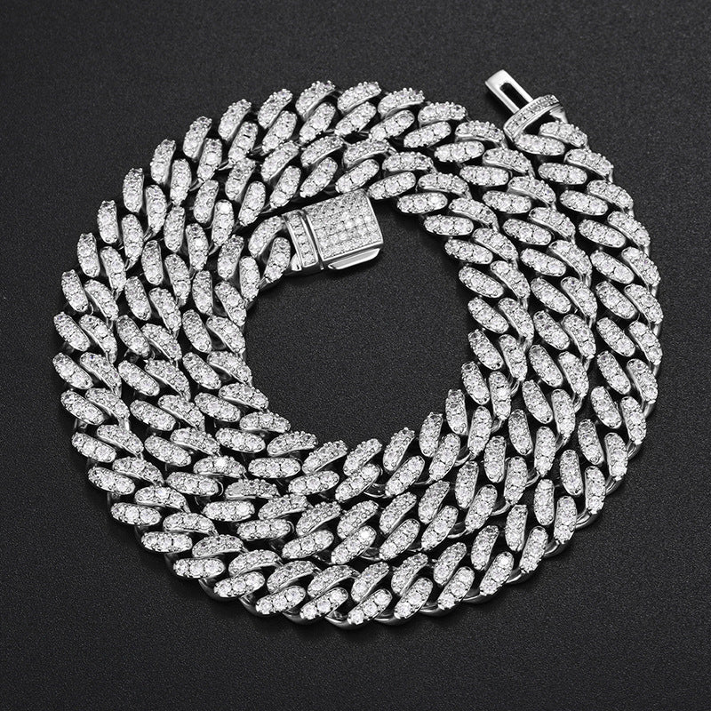 925 Silver Moissanite Cuban Link Chain Necklace for Men & Women - Iced Out Hip Hop Statement Necklace product image