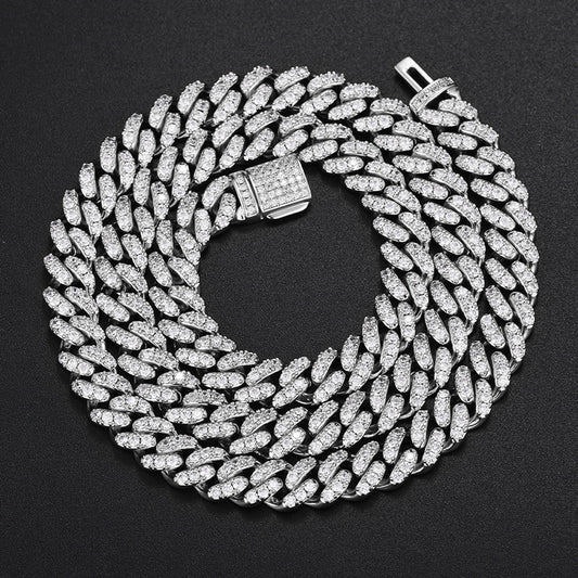 925 Silver Moissanite Cuban Link Chain Necklace for Men & Women - Iced Out Hip Hop Statement Necklace product image