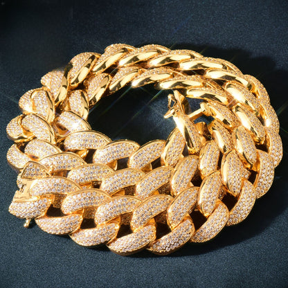 Iced Out Cuban Chain Set