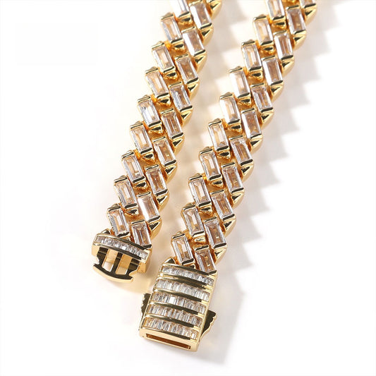 Minimalist Cubic Zirconia Chain Necklace & Bracelet Set for Women and Men, Gold Plated or Silver Plated Geometric Line Jewelry