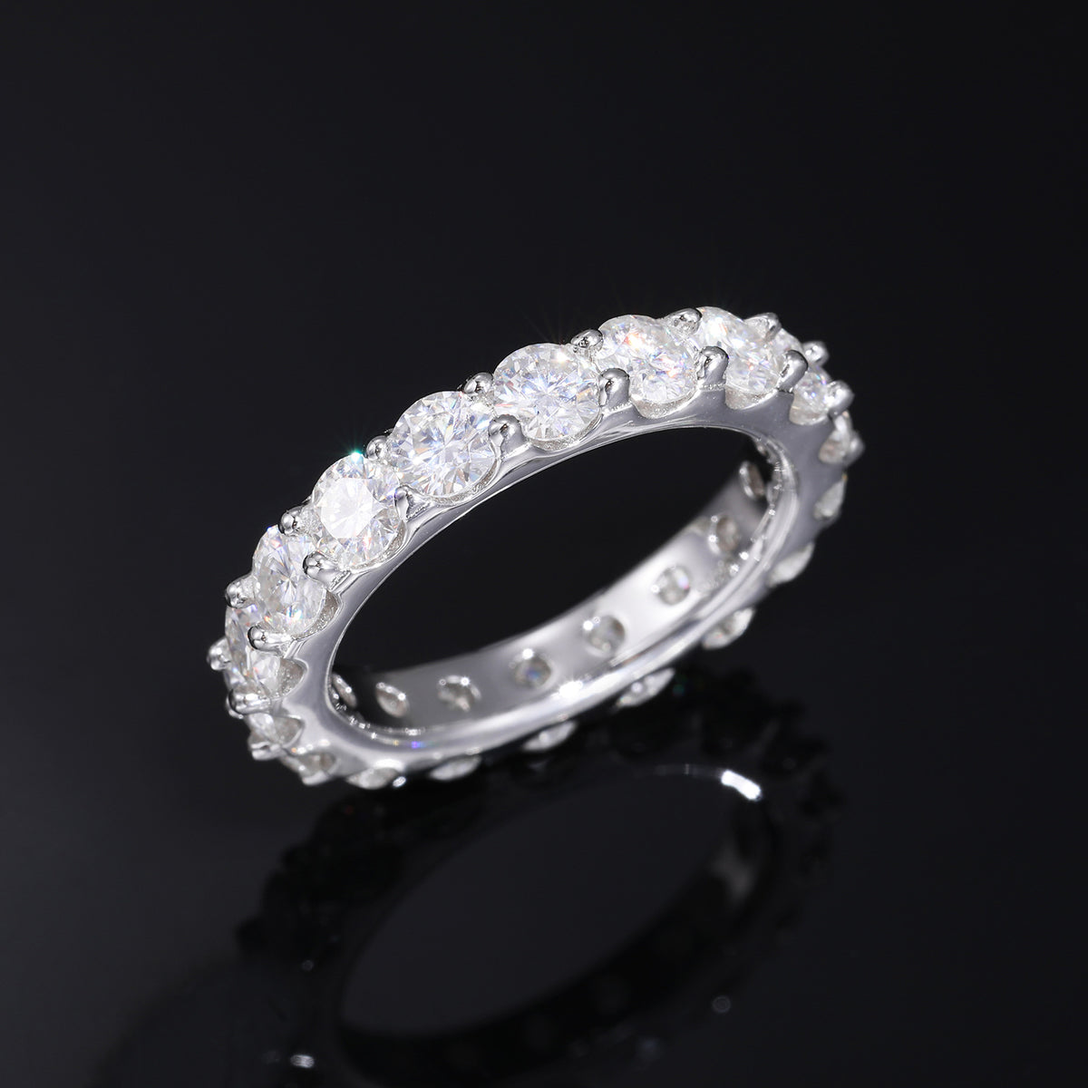 Moissanite Eternity Ring in 925 Silver, Round Stone Band, Unisex product image