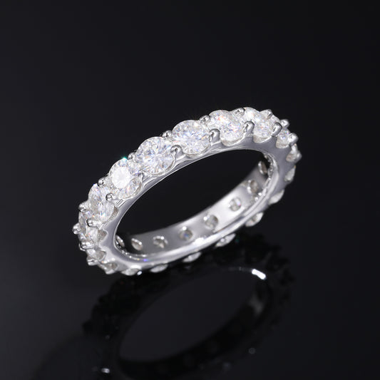 Moissanite Eternity Ring in 925 Silver, Round Stone Band, Unisex product image