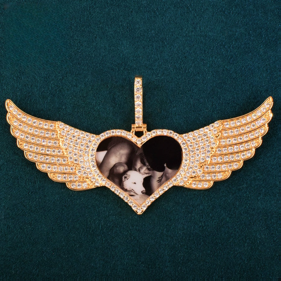 Iced Out Winged Heart Pendant Necklace