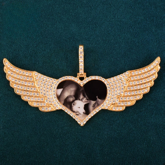 Iced Out Winged Heart Pendant Necklace